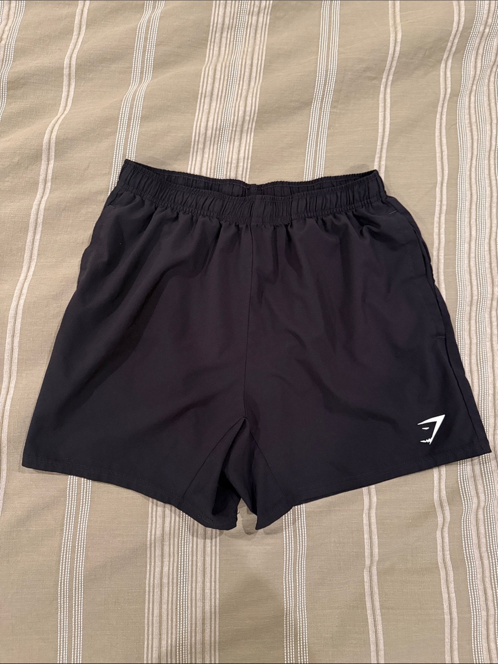 Gymshark Men’s Black Athletic Shorts with White Logo